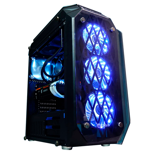 Caja Gaming Kraken lateral y frontal azul